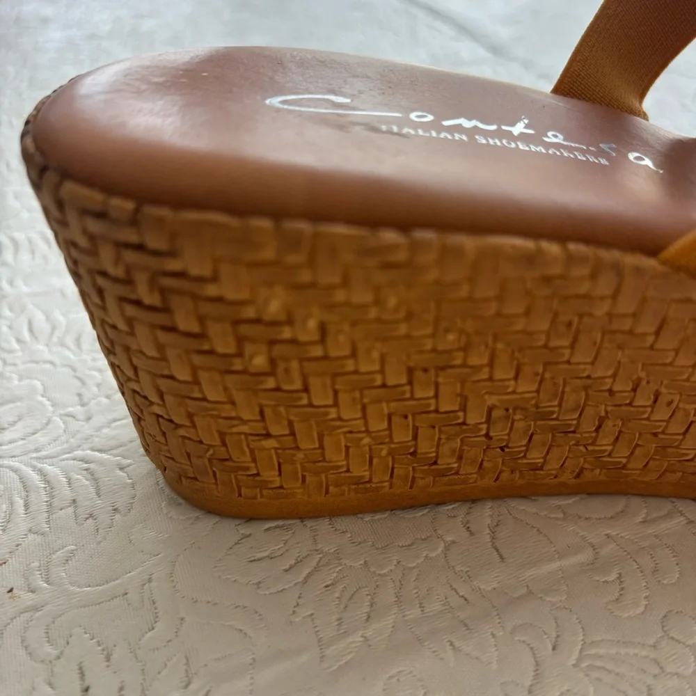 ❤️2/$15or3/$21❤️Contessa Mustard Yellow Wedge Slide w/Rhinestone Trim, Size 6